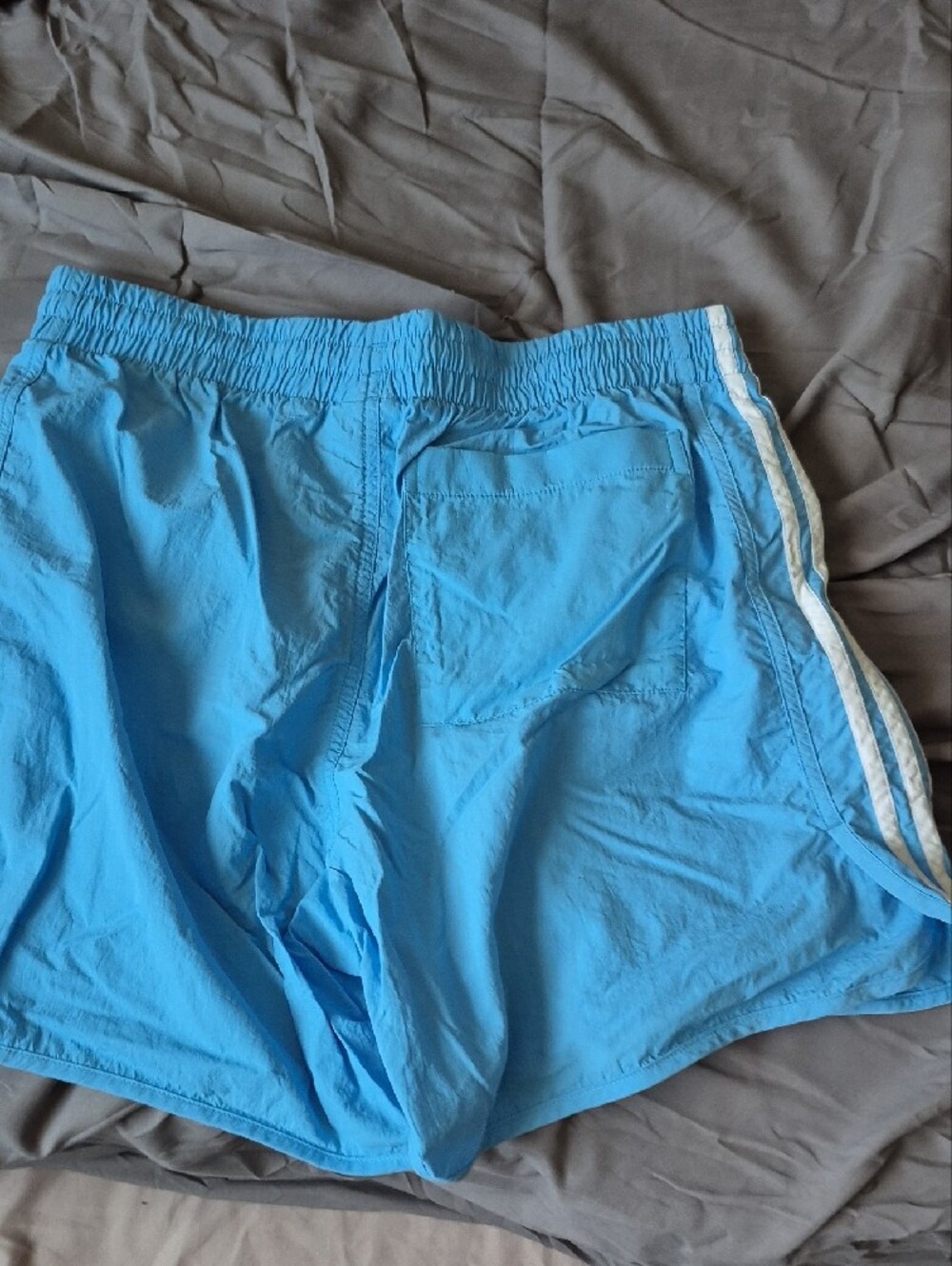 adidas Men’s Bright Blue Athletic Shorts with White Stripes - Picture 3 of 3